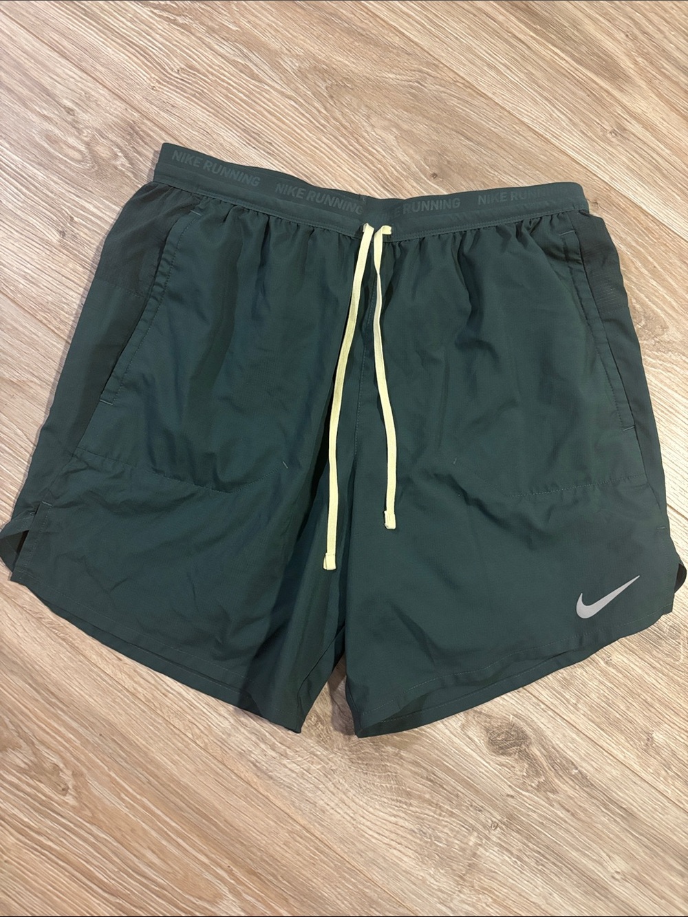 Nike Men’s Dark Green Running Shorts with Drawstring
